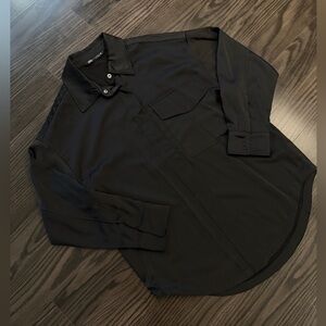 Zara Oversized Stain Effect Black Button-Up Shirt XS